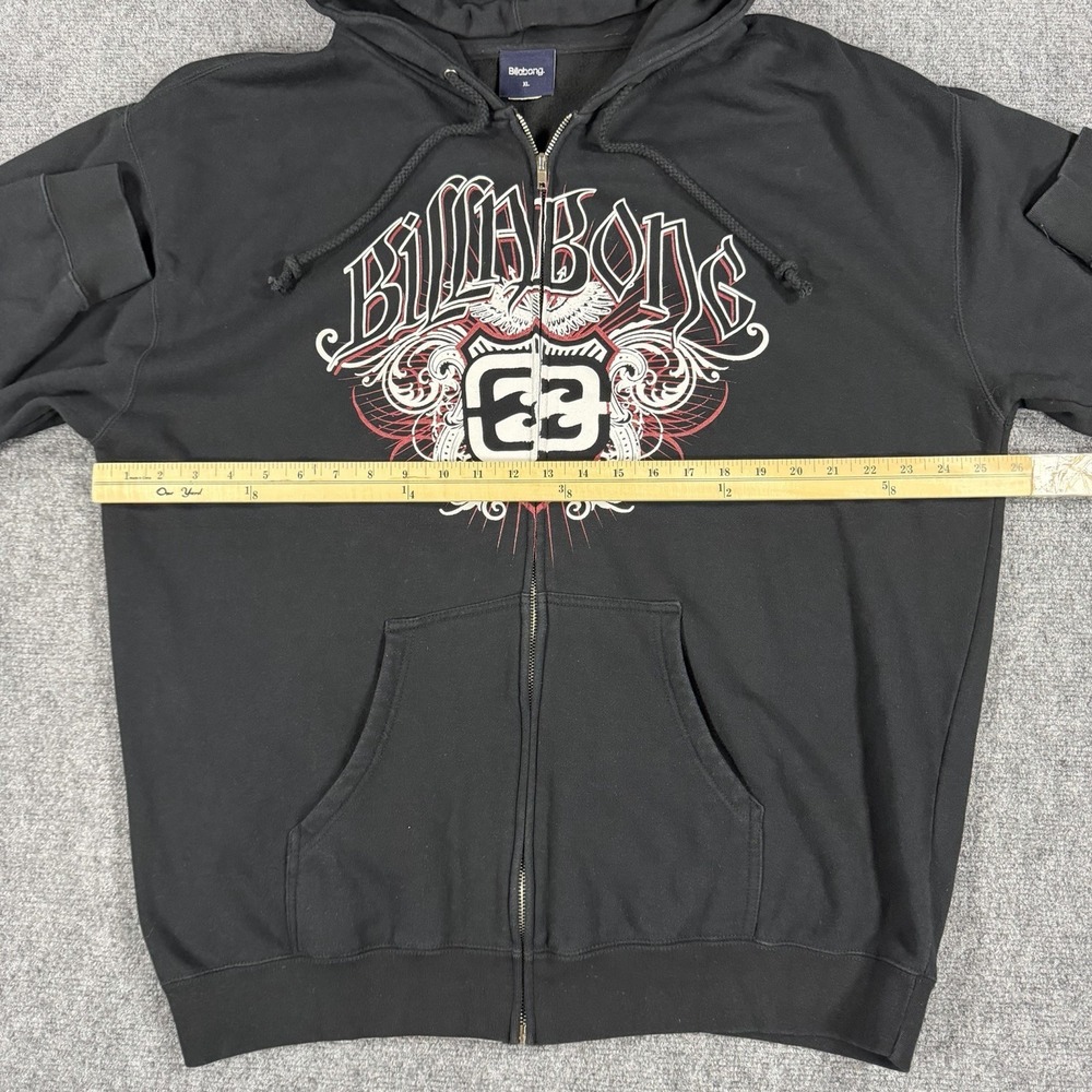 Vintage Billabong Hoodie Mens XL Black Big Graphic Fill Zip Y2K Surf Skate - Picture 6 of 7